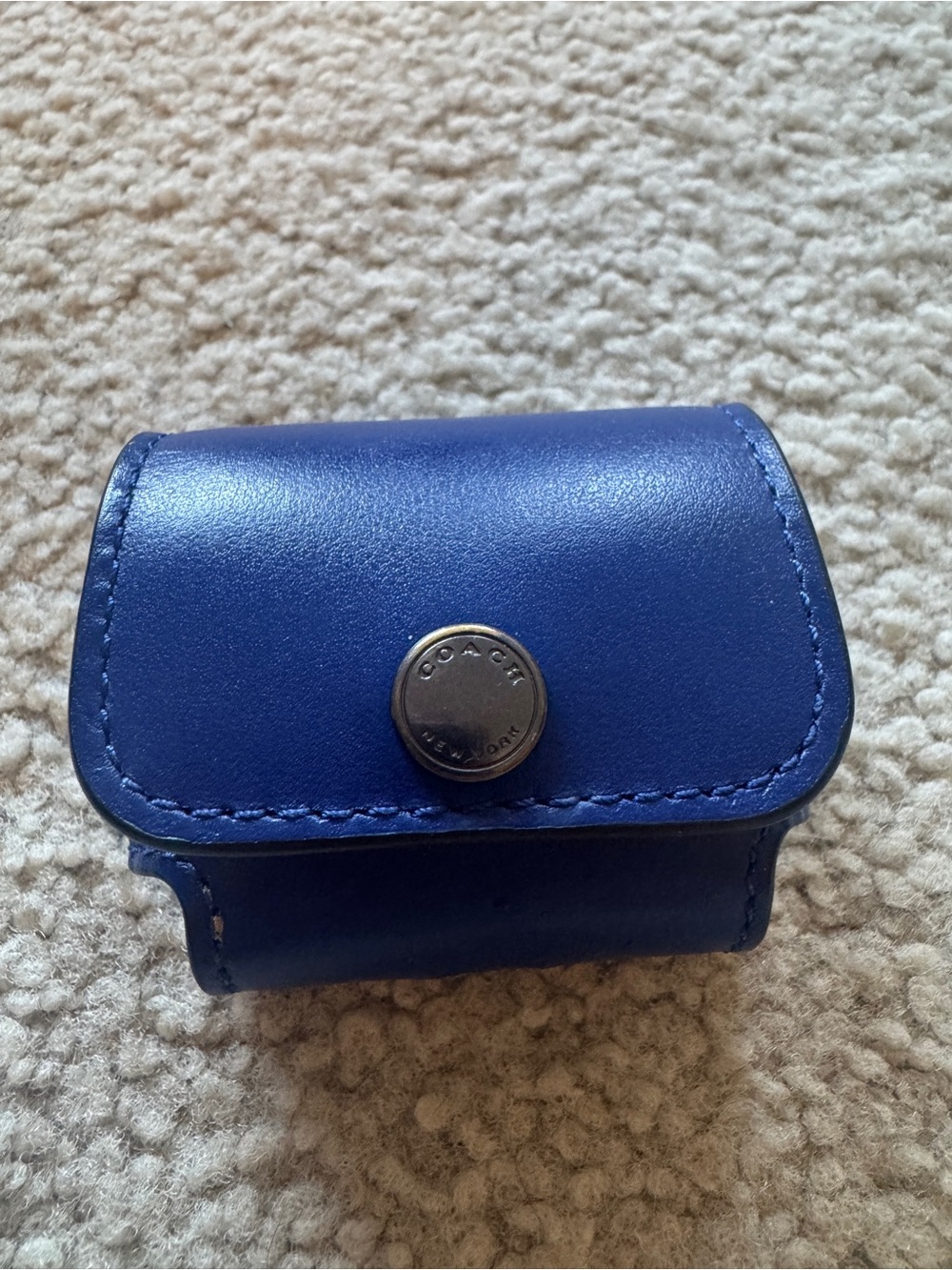 COACH Navy Blue Wireless Earbud AirPods Pro Case LEATHER